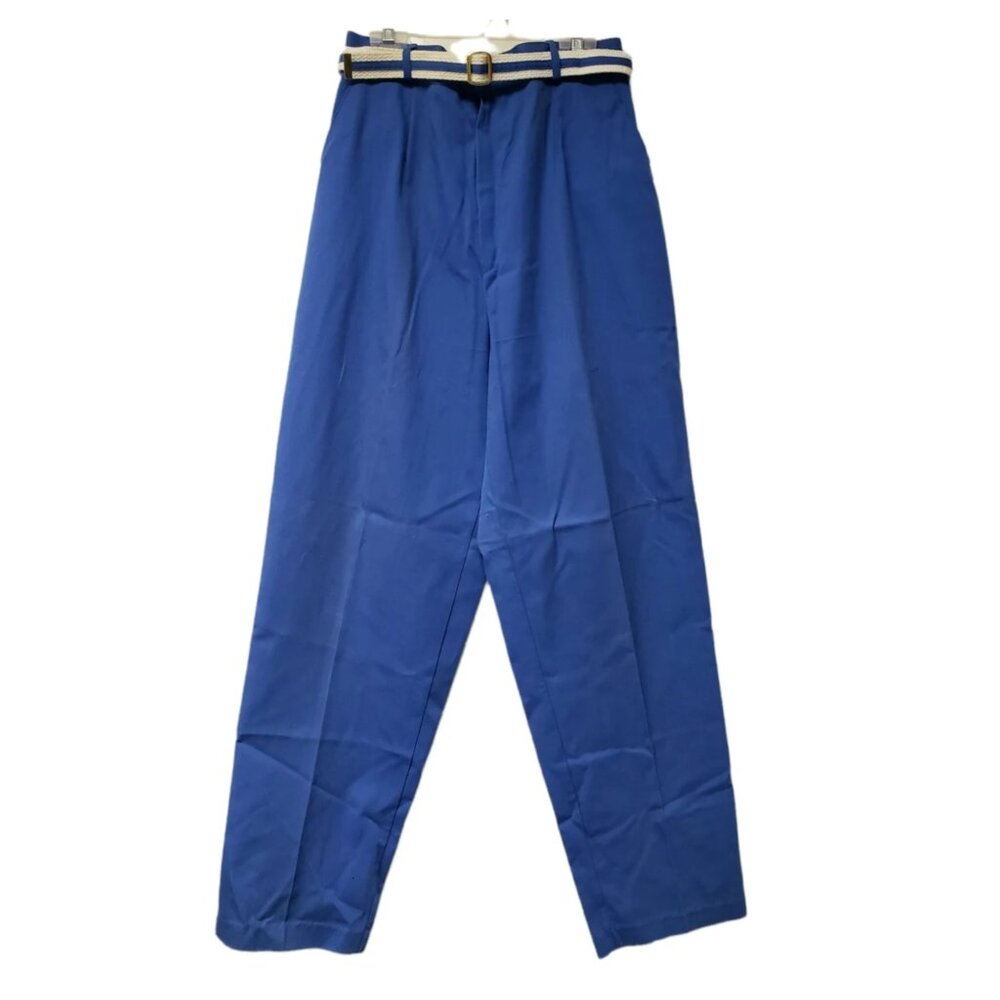 90s Deadstock Picket and Post blue pleated trousers with belt . size 14